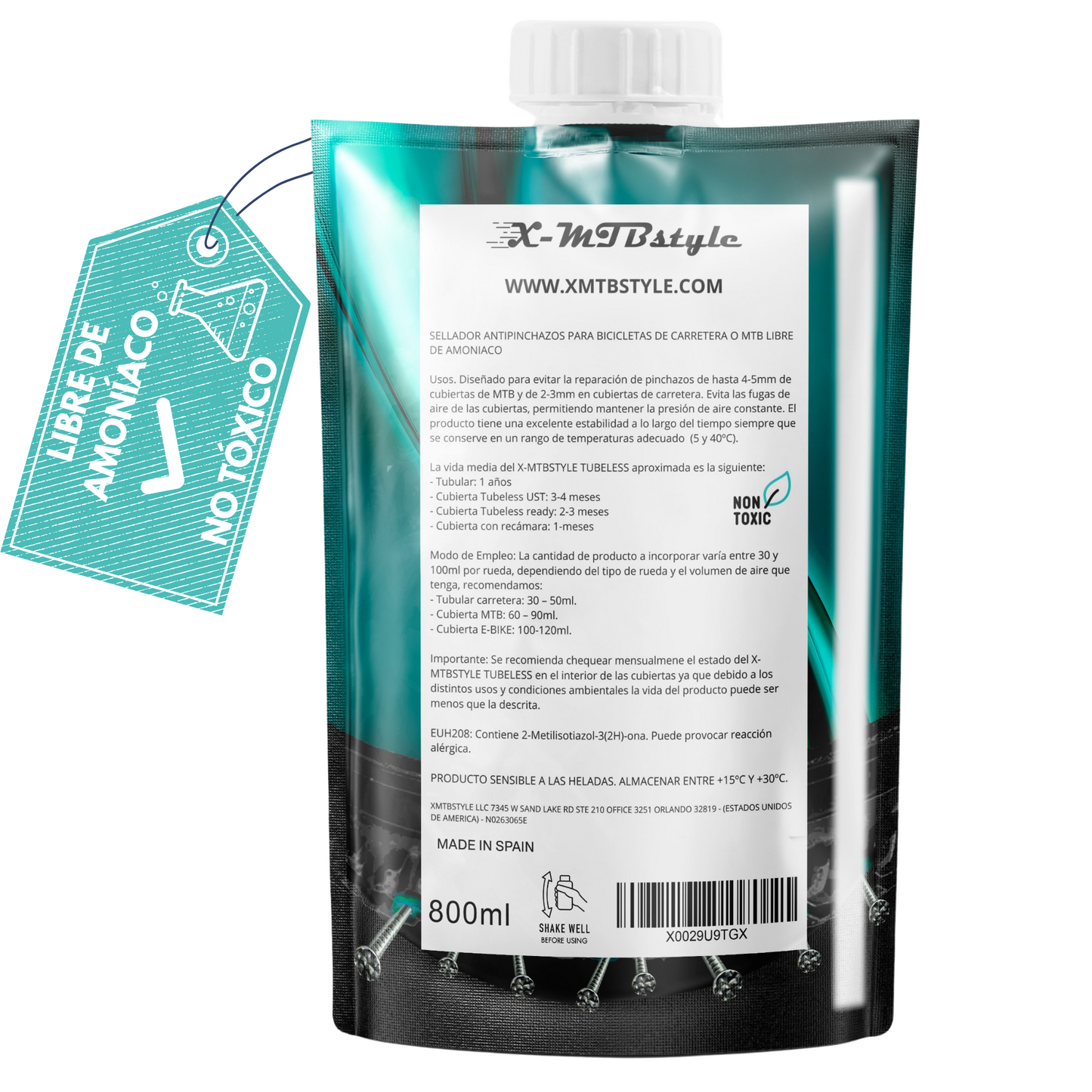 Líquido antipinchazos Bicicleta -Liquido tubeless 800ml.